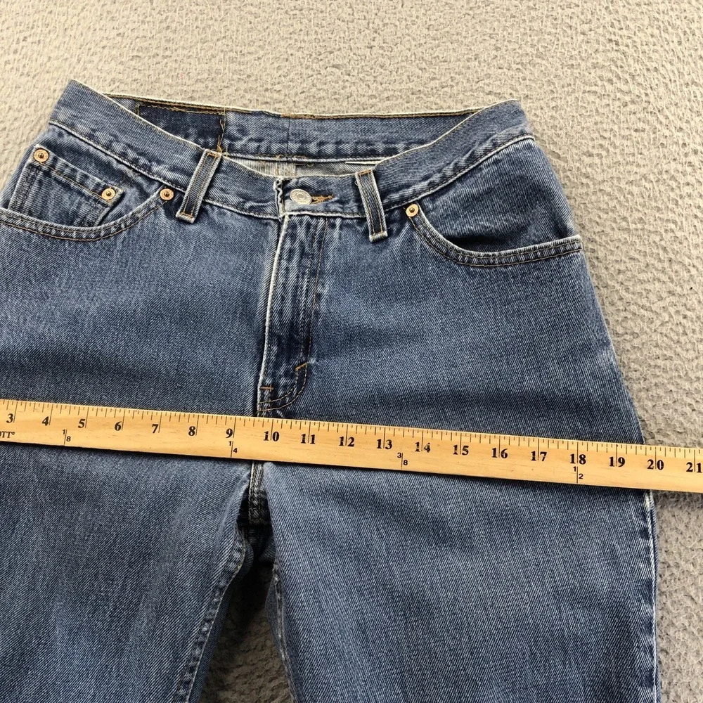 Vintage Levis Jeans Womens 28x29 Blue 517 Bootcut Raw Hem 90s Made In USA